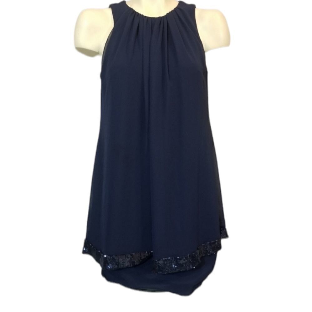 Betsy & Adam Navy‎ Sequined Shift Dress Sz 6